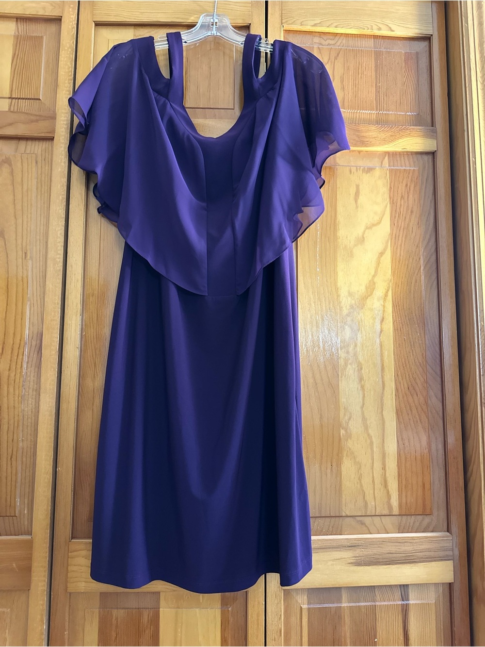 J.B.S. Deep Purple Chiffon-Trim Midi Dress